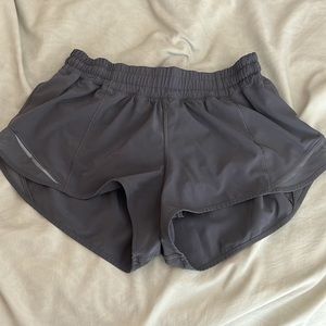 Lululemon hotty hot 2.5” grey shorts! Size 8, but fit 4/6 better bc older style!